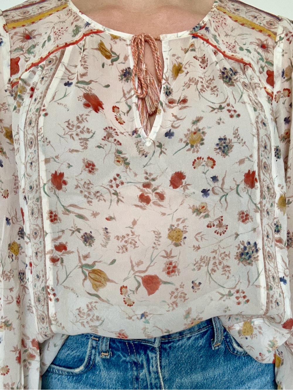 Joie Peasant Blouse - Cream Multi - Picture 3 of 3